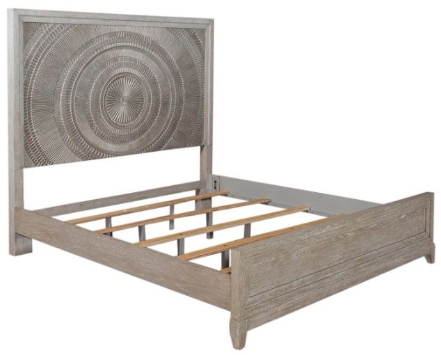 Liberty Furniture Belmar Silver Champagne/Washed Taupe California King Panel Bed-0