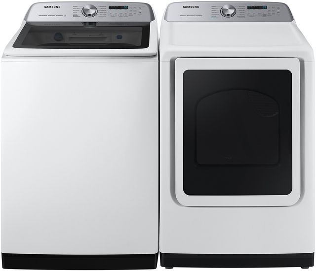 Samsung White Top Load Washer & Gas Dryer Laundry Pair-0