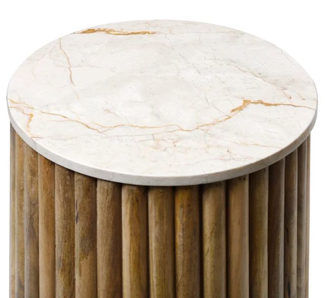 StyleCraft Tobacco Brown Drum Side Table -1