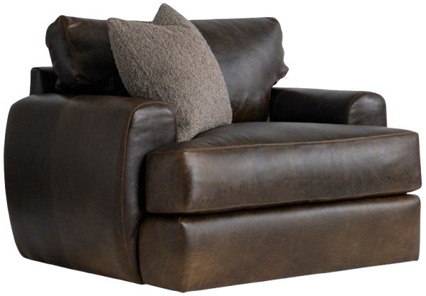 Bernhardt Cameron Bernhardt Living Brown 44" Leather Swivel Chair-0