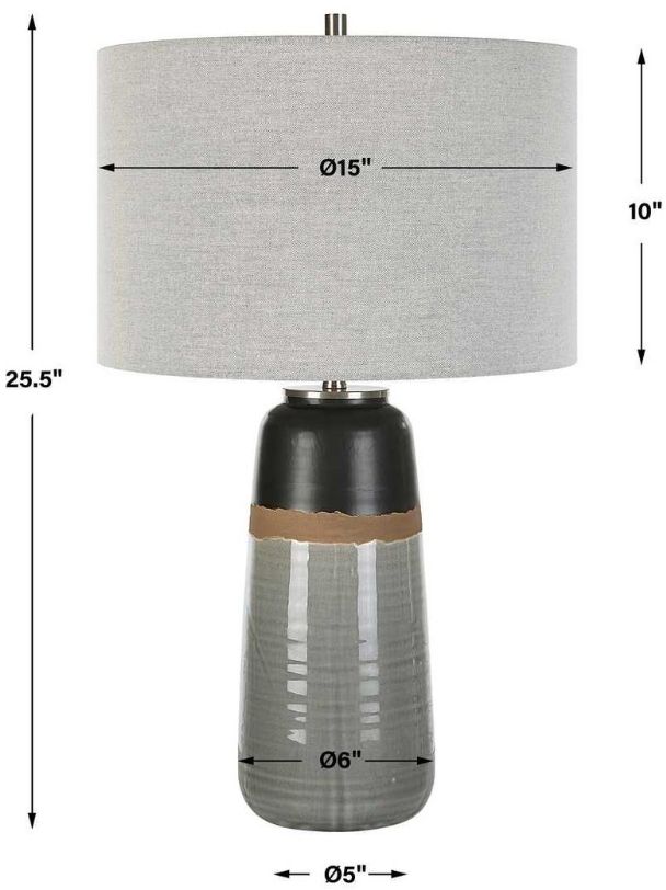 Uttermost® Coen Aged Black Glaze/Gray Table Lamp-3