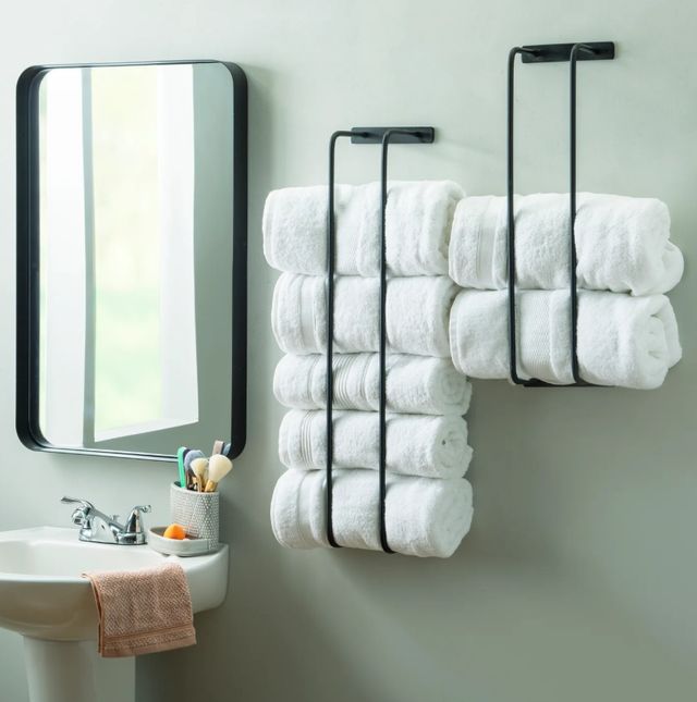 Powell® Terry 2-Piece Black Towel Rack Set-1