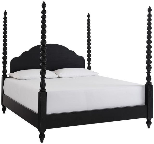 aspenhome® Caroline Soft Black Queen Poster Bed-0