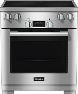 Front view of the Miele 30" Clean Touch Steel™ Slide In Induction Range