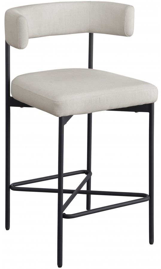 Meridian Furniture Rivage 2-Piece Beige/Matte Black Linen Textured Counter Stool Set-0