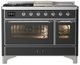 Ilve® Majestic III 48" Graphite Matte Pro Style Dual Fuel Natural Gas Range with Triple Glass Door and Chrome Trim-0