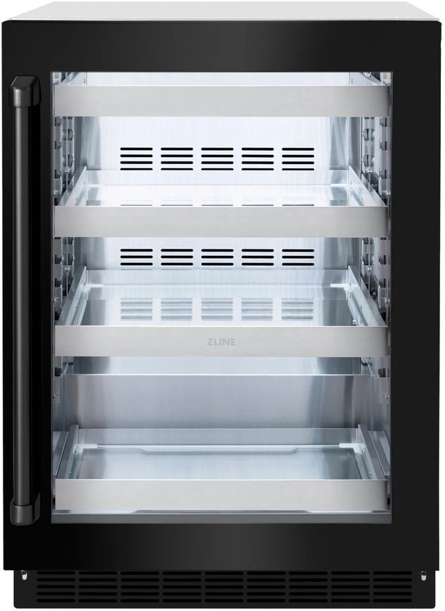 ZLINE Touchstone 24" 5.2 Cu. Ft. Stainless Steel Beverage Center with Black Stainless Steel Glass Door-0