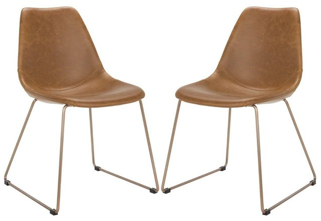 Safavieh Dorian 2-Piece Copper/Light Brown Dining Side Chair Set-0