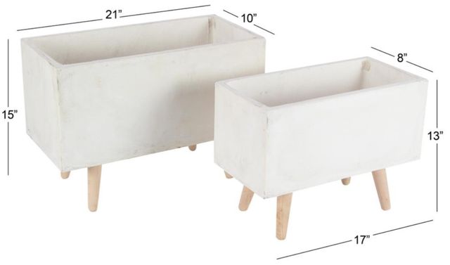 Deco Marche 2-Piece White Ceramic Planter Set-2