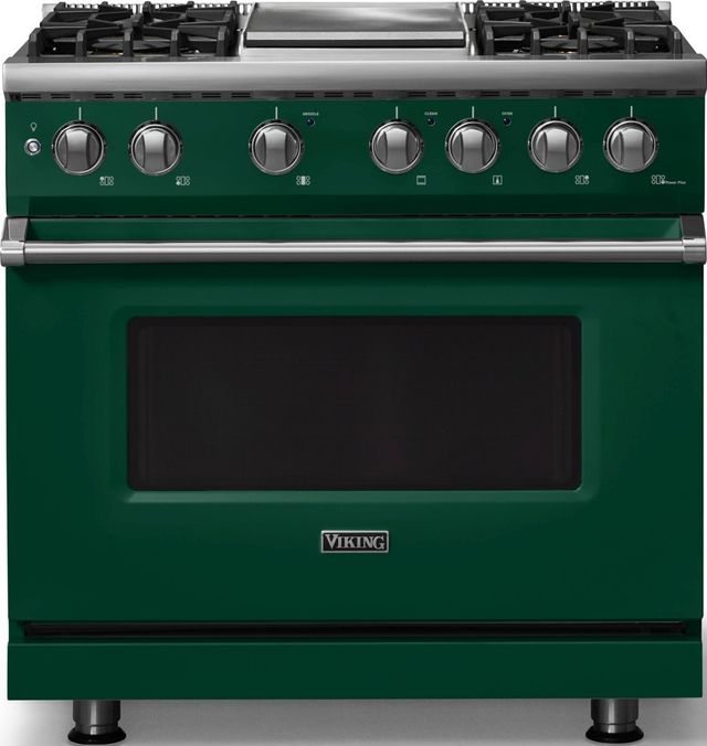 Viking® 5 Series 36" Ivy Pro Style Dual Fuel (LP) Range with Polished Chrome Trim-0