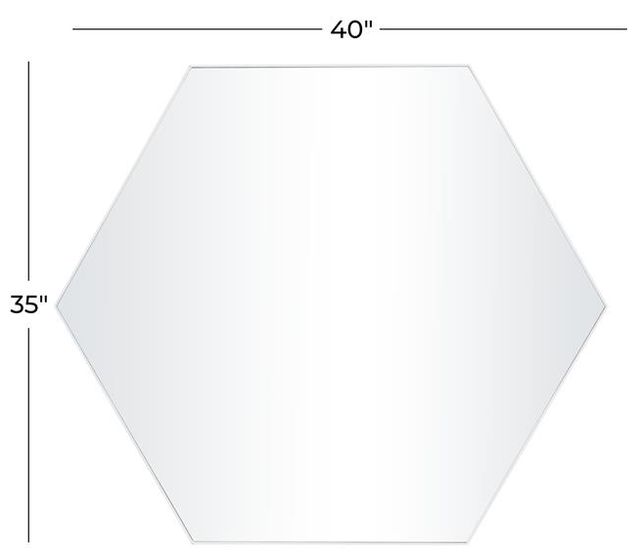 Deco Marche White 40" Hexagon Thin Minimalistic Frame Mirror-3