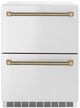 ZLINE Autograph Edition Touchstone 24 " 4.6 Cu. Ft. Stainless Steel Doors and Champagne Bronze Helix Handles 168 Can Outdoor-Rated Dual Refrigerator Drawer-0