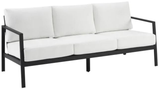 Linon Alora White/Black Aluminum/Fabric Outdoor 3-Seater Sofa-0