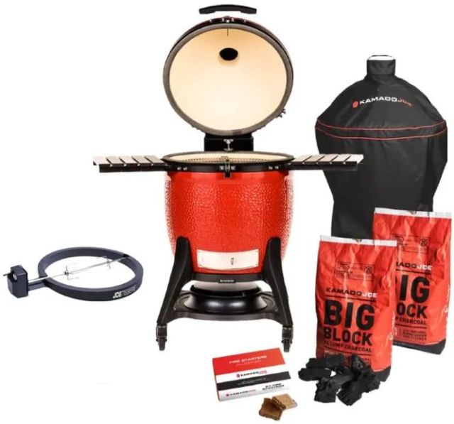 Kamado Joe® Big Joe® 58" Red Freestanding Charcoal Grill-1