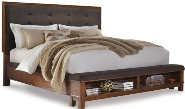 Signature Design by Ashley® Ralene 5-Piece Dark Brown California King Upholstered Panel Bed Set-1