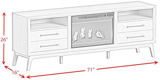 Elements International Westland Almond 71" TV Console with Fireplace Insert -2