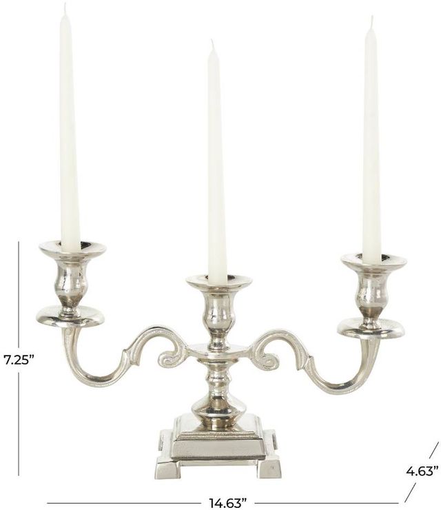 Deco Marche Silver 7" Scrolled Candelabra-3
