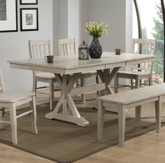 Winners Only® Carmel Gray Dining Bench-1