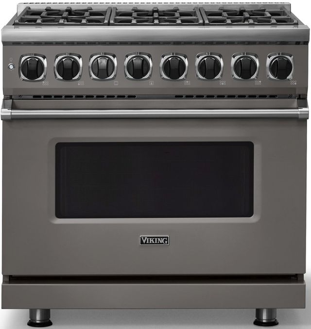 Viking® 7 Series 36" Damascus Gray Pro Style Dual Fuel Range-0
