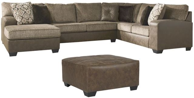 Benchcraft® Abalone 2-Piece Chocolate Sectional with Ottoman-0