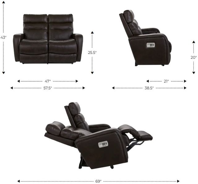 La-Z-Boy® Baron Flint Power Wall Reclining Loveseat with Headrest-2