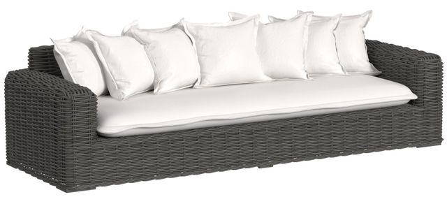 Sunset West Cabo Kahlua Resin Wicker Outdoor Sofa with Soothe Pearl Cushion-0