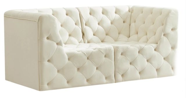 Meridian Furniture Tuft 2-Piece Cream 70" Velvet Modular Sofa-0