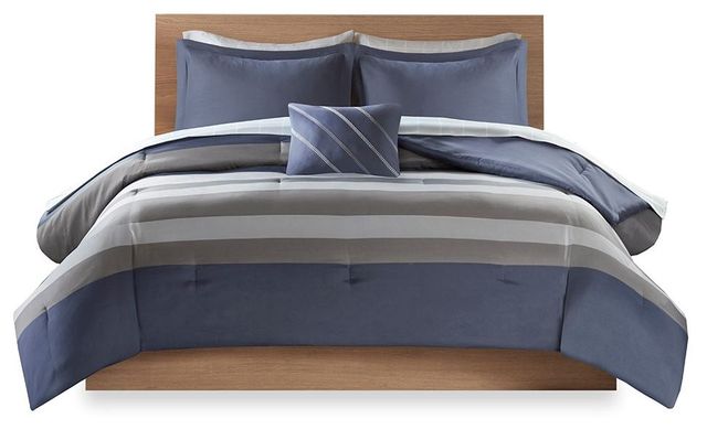 Olliix by Intelligent Design Marsden Blue/Grey Twin Complete Bed Set Including Sheets-0