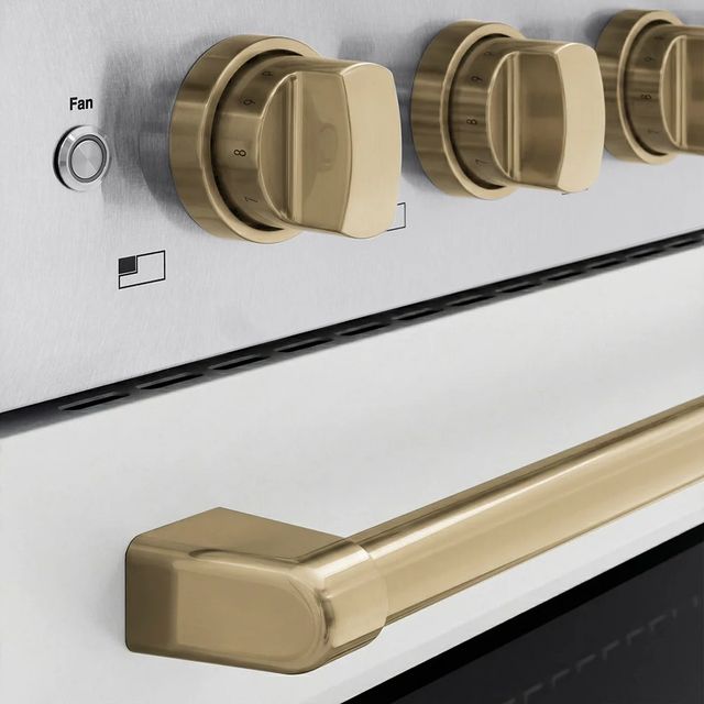 ZLINE Autograph Edition Paramount 30" Satin Stainless Steel Pro Style Induction Range with White Matte Door & Champagne Bronze Accents-3