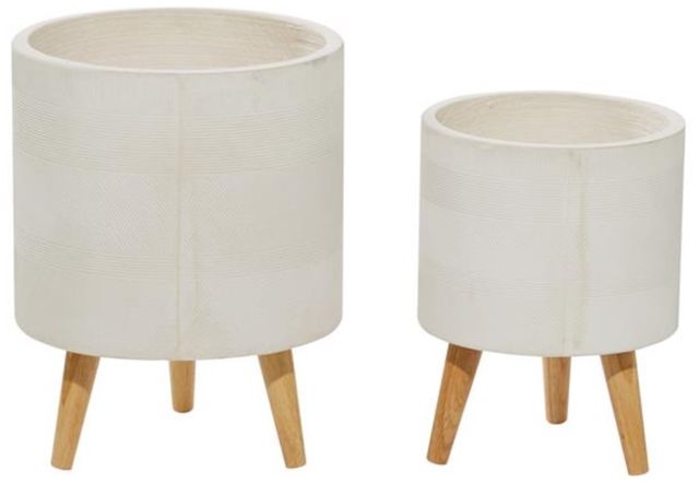 Deco Marche 2-Piece White 13" Planter Set-1