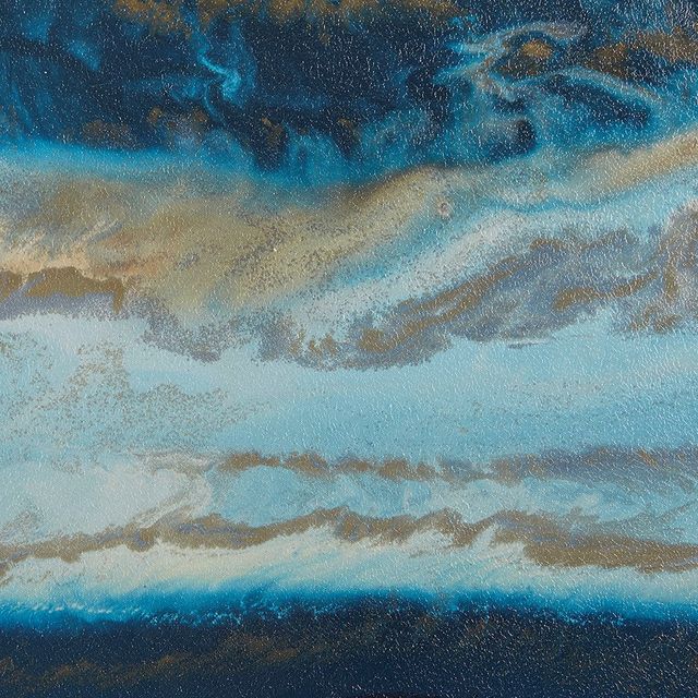 Olliix by Madison Park Blue Set of 5 Midnight Tide Blue Gel Coat Canvas-3