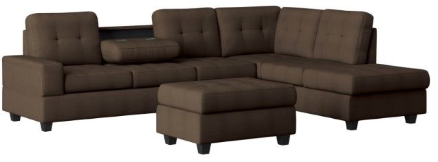 Homelegance® Maston 3-Piece Brown L-Shape Reversible Sectional with Ottoman-0