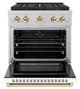 ZLINE Autograph Edition Paramount 30" 4.2 Cu. Ft. Satin Stainless Steel Dual Fuel Range with 4 Burner DuoPro™ Cooktop and Electric Convection Oven with White Matte Door and Polished Gold Accents-3