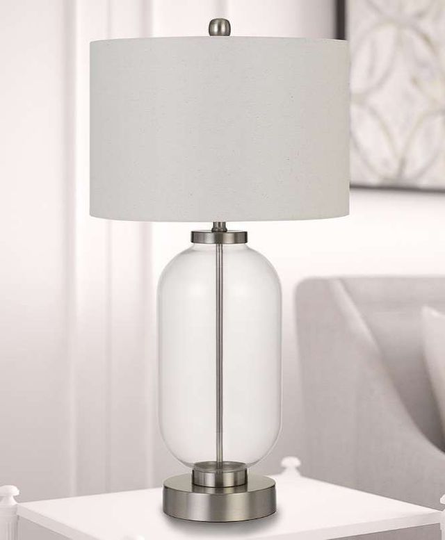 Cal® Lighting & Accessories Sycamore Brushed Steel/Clear Glass Table Lamp-1