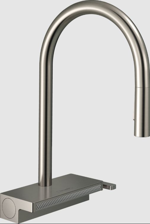 Aquno Select Steel Optic 3-Spray Pull-Down HighArc Kitchen Faucet-0