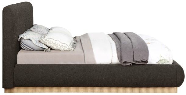 Meridian Furniture Rigby Brown/Natural King Boucle Fabric Upholstered Panel Bed-2