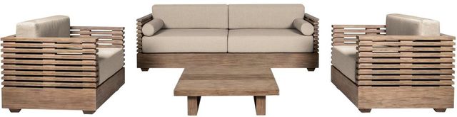 Armen Living Vivid 4-Piece Brown/Taupe Olefin/Wood Outdoor Conversation Set-1