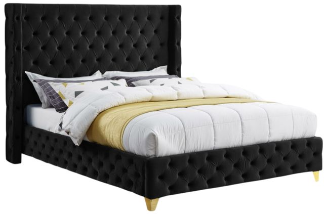 Meridian Furniture Savan Black King Upholstered Panel Bed-0