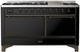 Ilve® Majestic III 60" Glossy Black Pro Style Dual Fuel Natural Gas Range with Solid Door and Burnished Trim-0