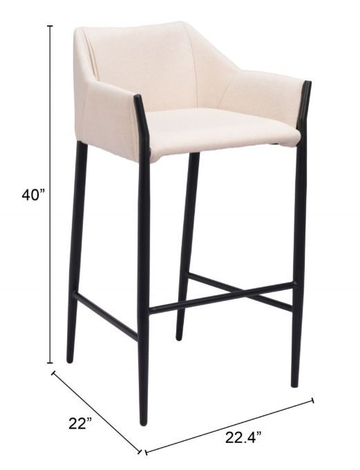 Zuo® Modern Andover Beige Barstool-1