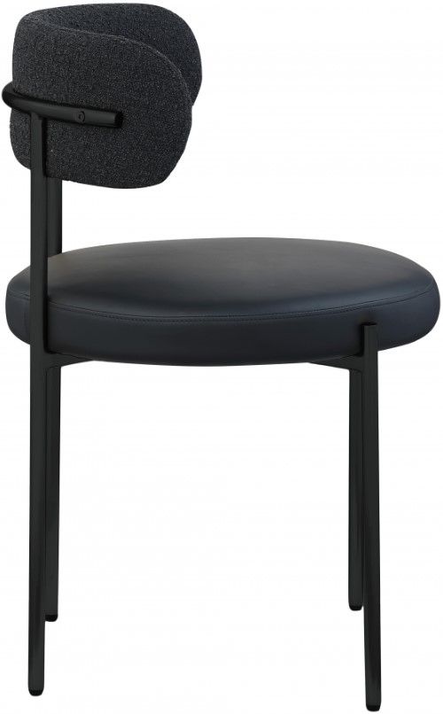 Meridian Furniture Beacon Black Vegan Leather And Boucle Fabric Upholstered Dining Chair-2