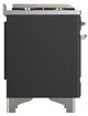 Ilve® Majestic III 60" Graphite Matte Pro Style Dual Fuel Liquid Propane Range with Solid Door and Chrome Trim-3