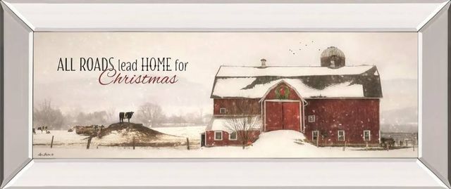Classy Art All Roads Lead Home for Christmas by Lori Deiter Mirrored Frame Wall Art-0