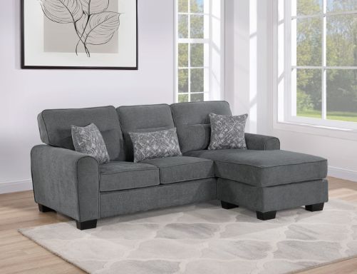 Milton Greens Stars 2-Piece Charcoal Fabric Cushioned Arm Sectional-2