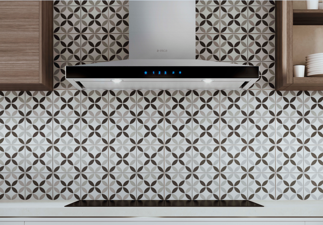 Elica Techne Series Lugano 30" Stainless Steel Wall Mounted Range Hood with Black Glass Trim-3