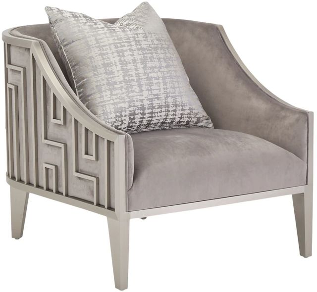 Michael Amini® Roxbury Park Gray/Stainless Steel Accent Chair-0