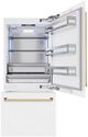 ZLINE Autograph Edition 36" 19.8 Cu. Ft. White Matte Built-In Bottom Freezer Refrigerator with Water Dispenser, Ice Maker, and Polished Gold Accents-1