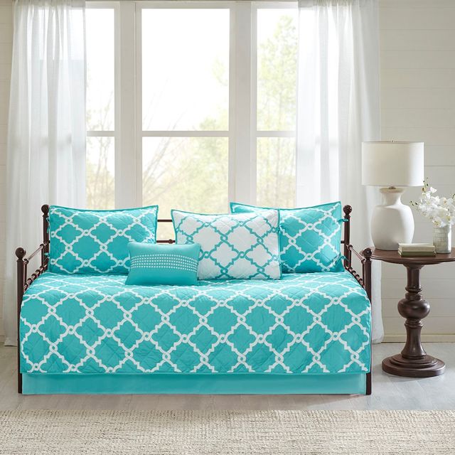 Olliix by Madison Park 6 Piece Aqua Merritt Reversible Daybed Set-2