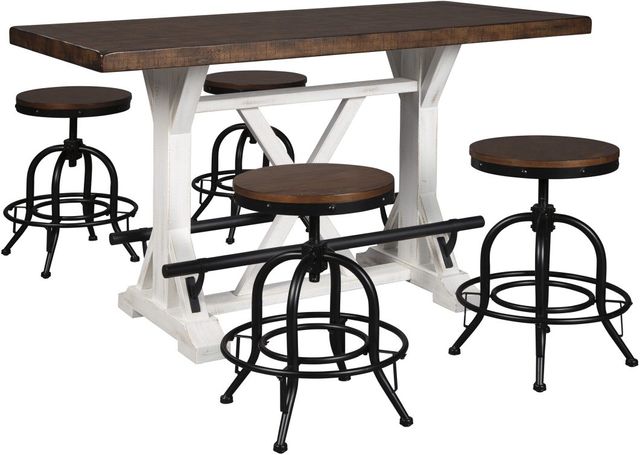 Signature Design by Ashley® Valebeck Brown Counter Height Dining Table with White Base-4