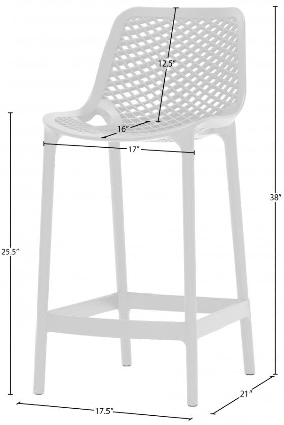 Meridian Furniture Mykonos White Plastic Outdoor Patio Stool-2